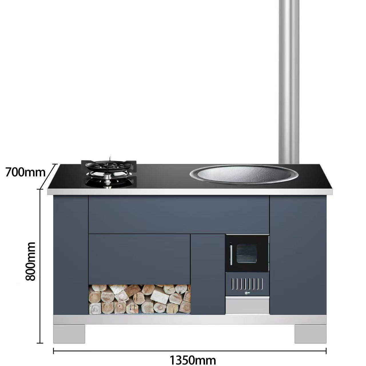 农村家用无烟柴火灶可配燃气灶+水槽+电磁炉+柴火灶大铁锅土灶