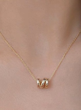 925银镀金简约高级几何设计锁骨链波浪形吊坠项链女气质ins冷淡