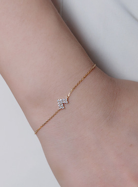 925纯银镀18K金镶满钻锆石爱心手链小众轻奢高级设计精致百搭女生