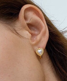 S925银镀18K金白色日韩精致爱心耳扣女桃心耳环清新甜美高级感ins