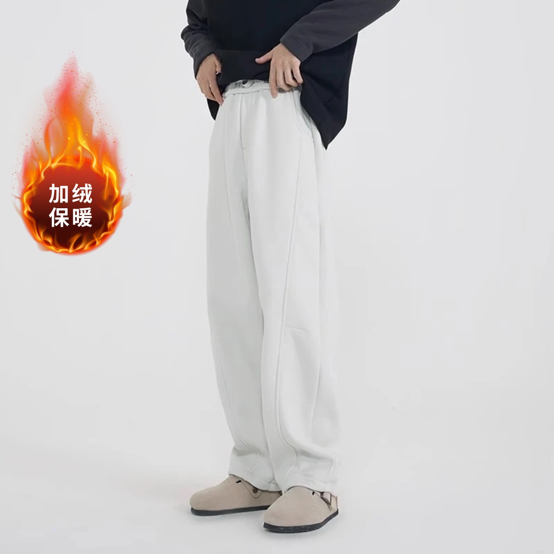 秋冬新款重磅加绒直筒休闲裤卫裤