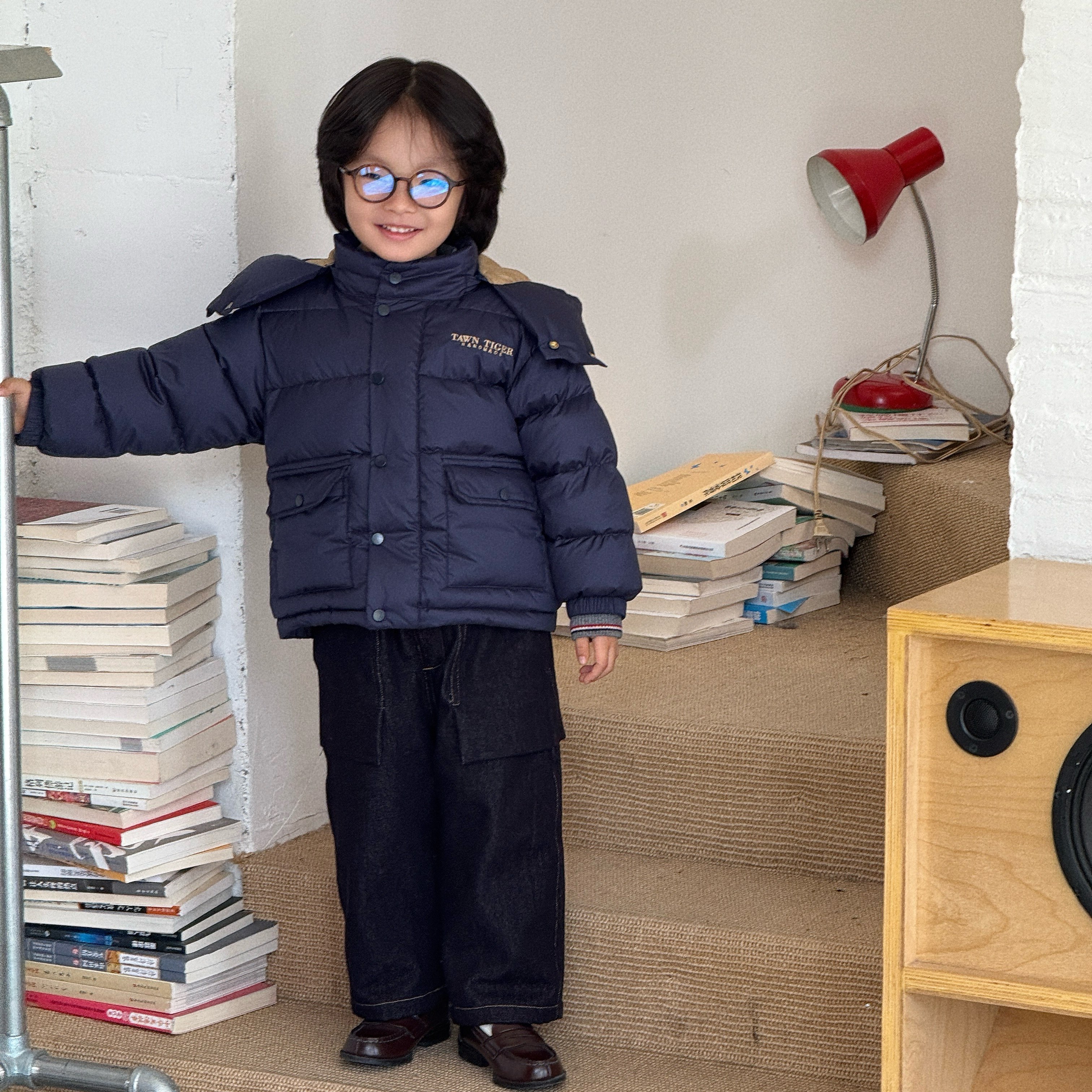 Pawn Tiger2025冬季儿童新款90白鸭绒加厚羽绒服工装日系羽绒服