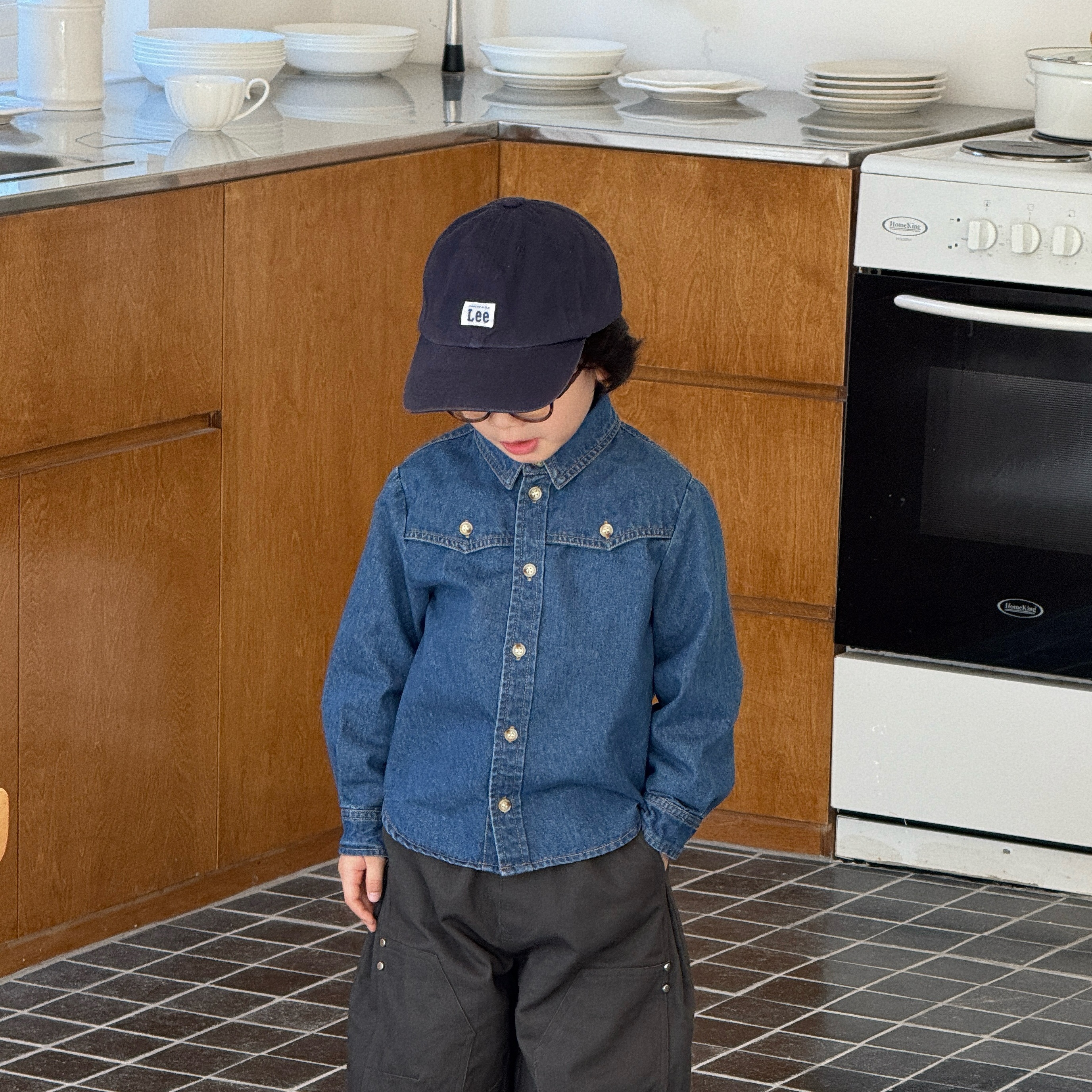 经典复古牛仔长袖衬衫