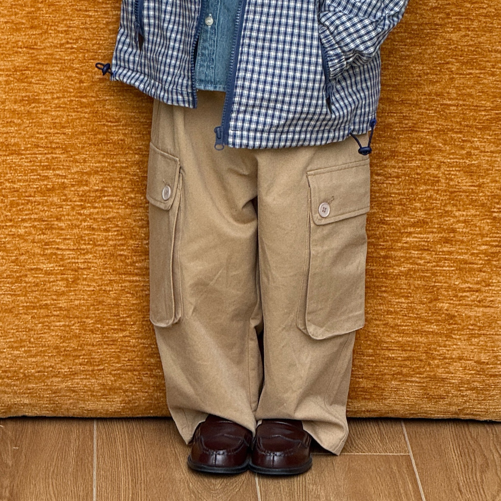 儿童卡其色复古工装风休闲长裤