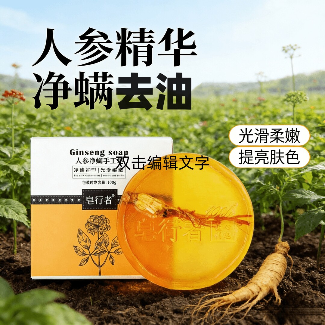 100g人参除螨皂控油祛痘深层清洁去污手工皂清螨养肤净肤净螨去螨