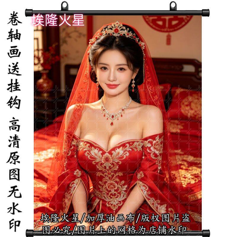 新款唯美喜庆新娘画像挂像家居房