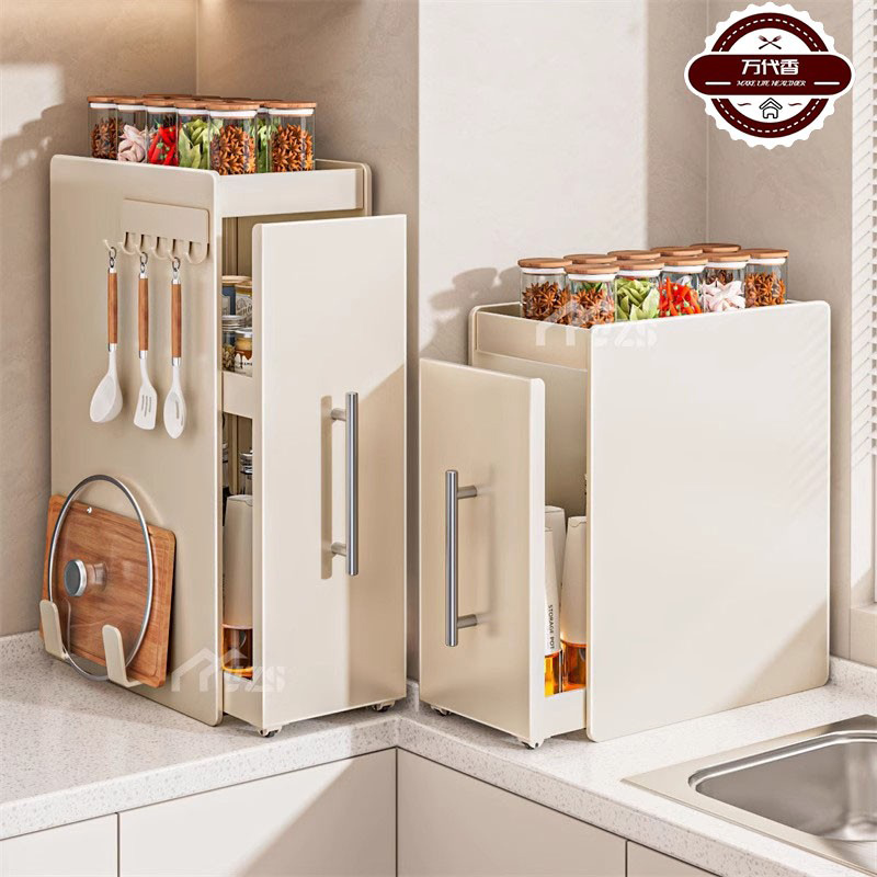 瓦斯炉置物架窄边转角调味罐架台面抽拉式多功能调味品新款置物架