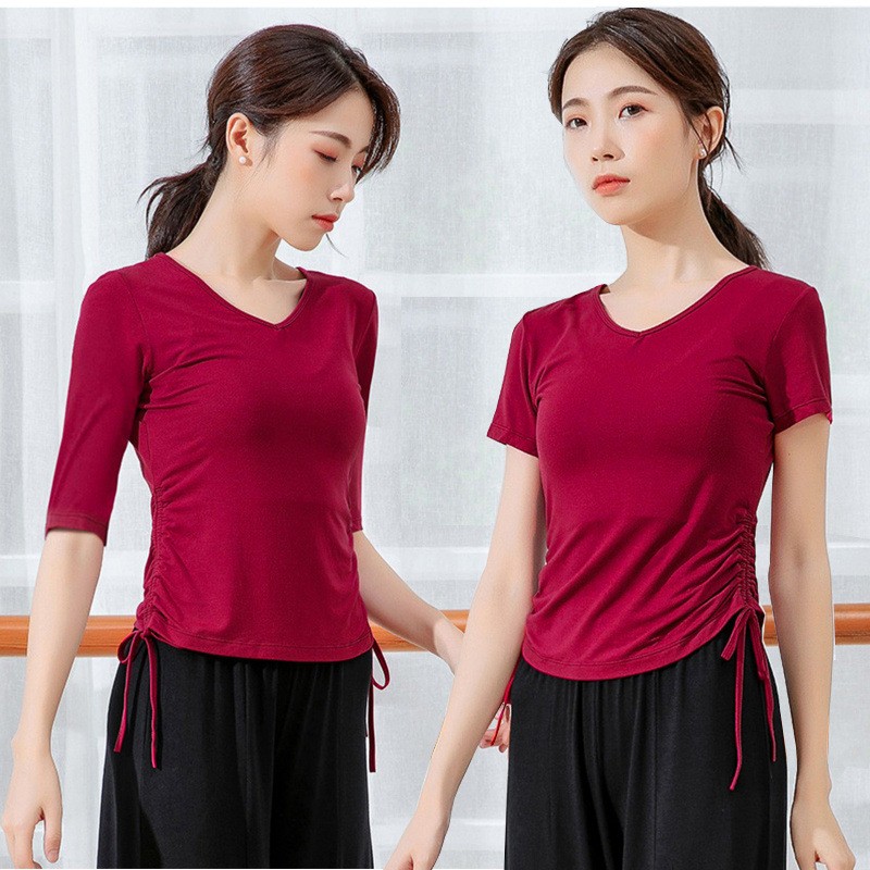 成人舞蹈练功服上衣女形体跳舞服装短袖现代拉丁古典中舞训练服厂