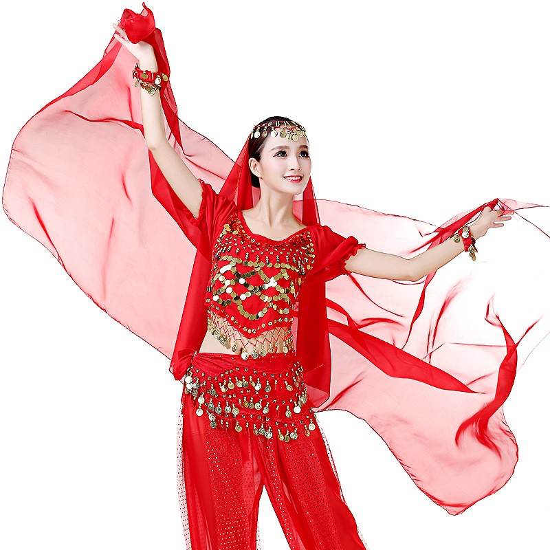 肚皮舞印度舞演出纱巾 舞蹈练习表演纱巾 舞台表演手巾抛纱面纱