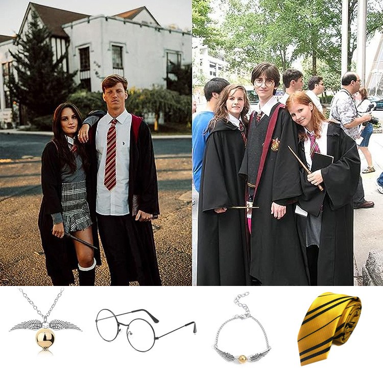 All Saints' Day Cosplay哈利波特精灵眼镜领带和项链套装