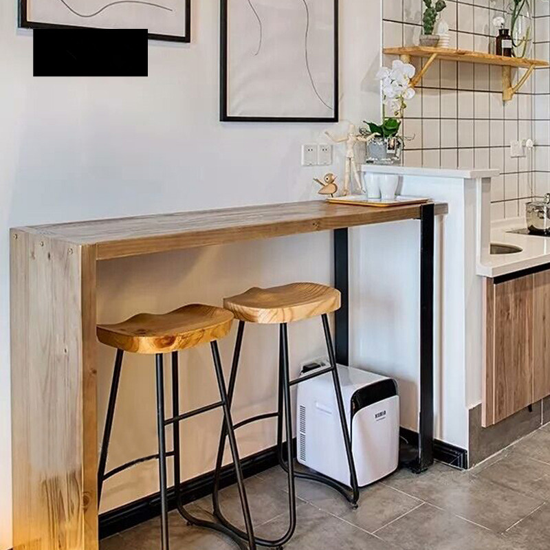 吧台桌实木桌椅商用酒吧台家用阳台靠墙高脚窄桌子长条小吧台