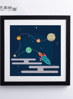 星际迷航航天航空科学科幻宇宙飞船飞机地球探索装饰画挂框