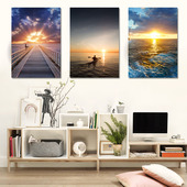 装 饰画大海日出风景现代无框画单幅过道挂画玄关壁画竖