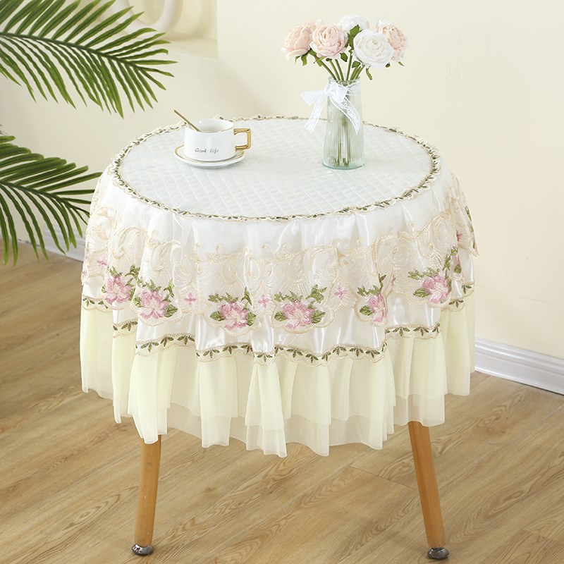 小圆桌布圆形小茶几罩长方形餐桌盖布遮丑结婚红色盖巾蕾丝台布