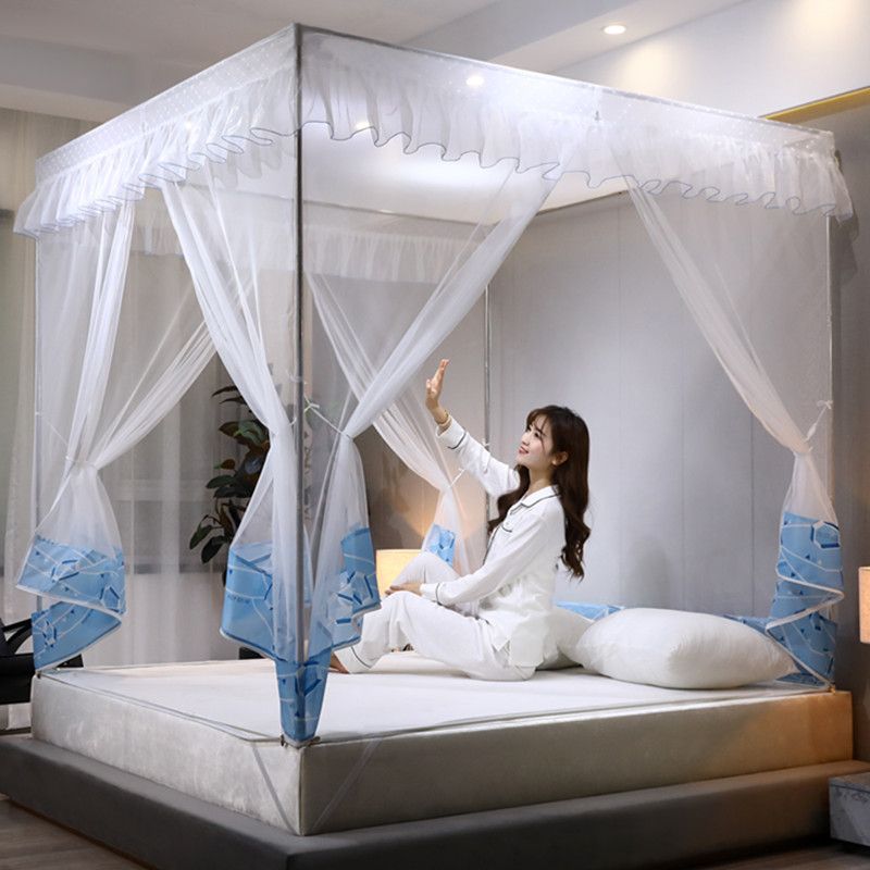 蚊帐新款儿童拉链公坐床式m蒙古包1.8m米床方顶人家用