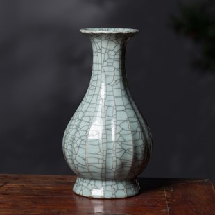 复古中式 陶瓷瓶家居博古架桌面器百财瓶龙泉青瓷白菜瓶