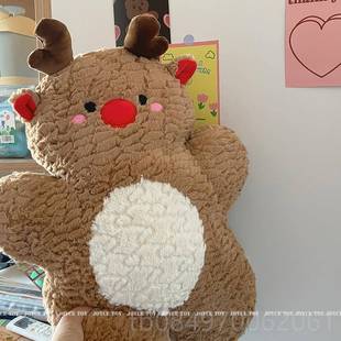 INS圣诞日装 正品 饰毛绒玩偶抱枕树圣诞鹿节公仔麋床上靠枕雪人礼