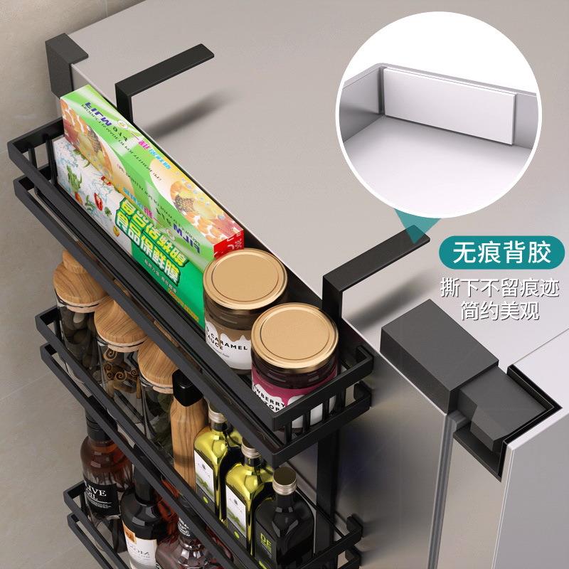 冰箱上外侧面置物架侧收纳旁边的侧门架子侧边壁挂式保鲜膜收纳架