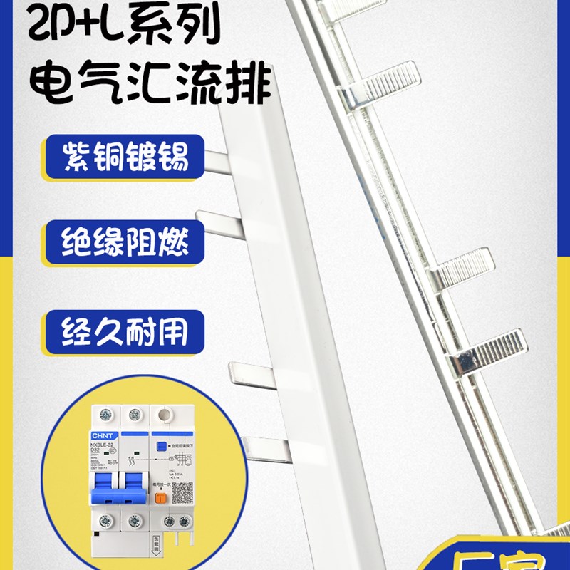 配电箱电气汇流排-2P+L 2P带漏电 紫铜 32A/40A/50A/63A/100A连接