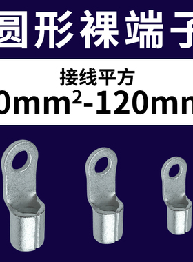 RNB60/70/80-6/8/10冷压接线端子圆形裸端头OT型铜鼻子紫铜压线耳