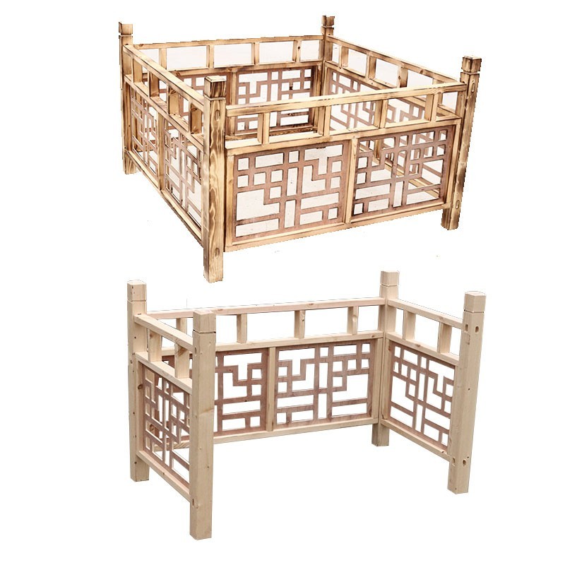 新款婚庆道具木质栅栏新中式路引婚礼布置实木扶手围栏摆件罗马柱