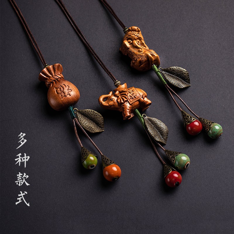 汽车挂件平安好运车用挂饰男女悬挂式纯桃木网红车内吊饰装饰品礼