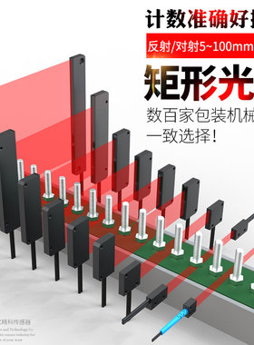 PR40QL PT25QL PT30QL PT50QL对射反射矩形区域光纤放大器传感器