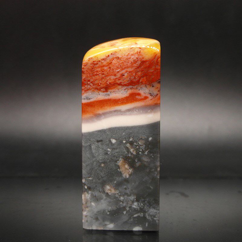 巴林石印章石料篆刻印章(刘关张)俏色彩冻石25*25*64mm