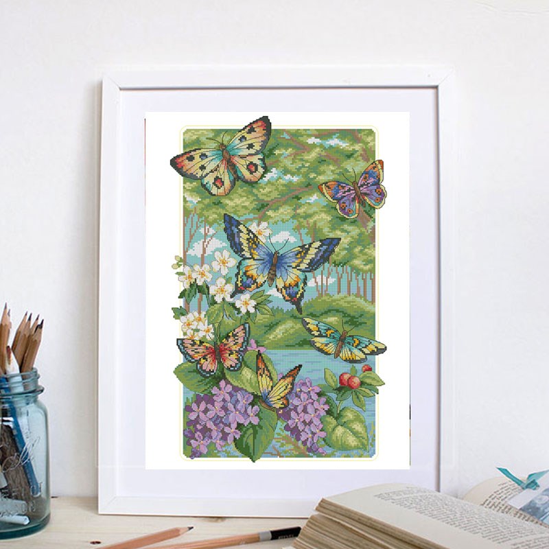 蝶舞森林 新款十字绣套件 客厅卧室 精准印花
