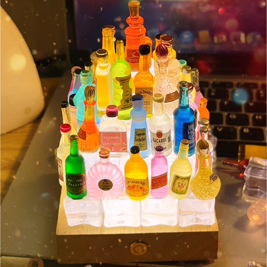 抖音同款小酒瓶冰块手工diy材料包送好朋友创意摆件发光小夜灯