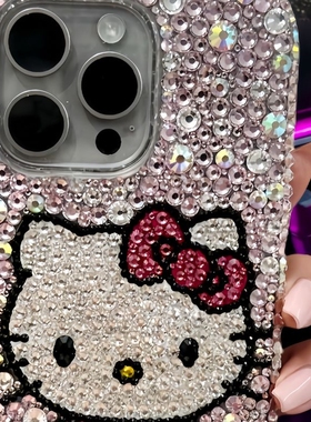 网红懒懒同款材料包可爱手机壳适用苹果水钻131114原创kitty猫diy