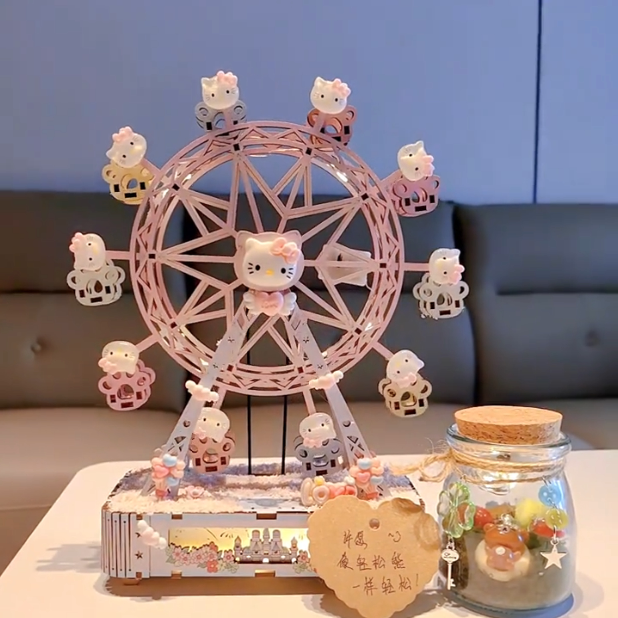 升级蓝牙款摩天轮八音盒木质积木手工旋转音乐盒圣诞节七夕礼物图片