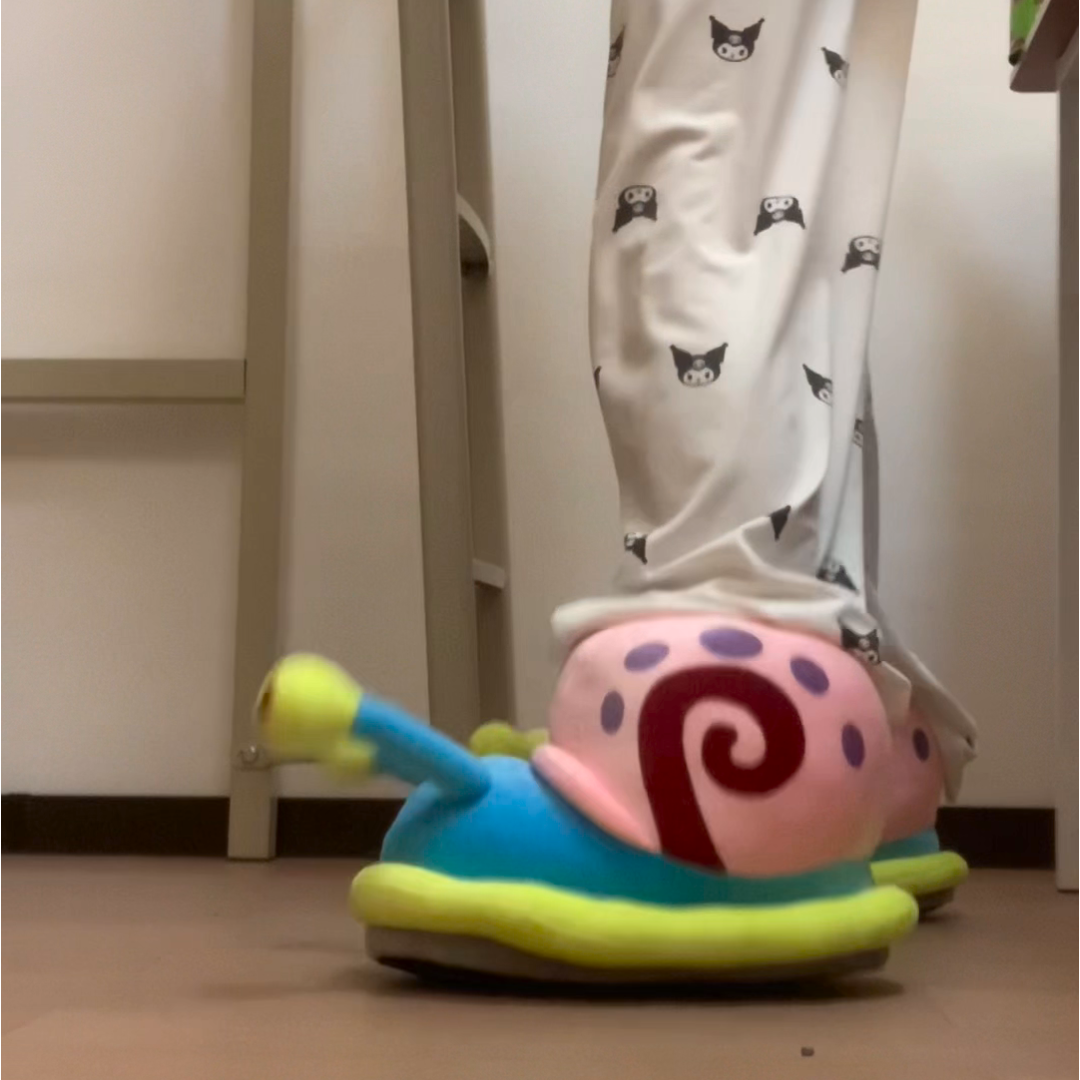 可爱海绵宝宝小蜗棉鞋蜗牛包跟鞋家居拖鞋小蜗月子长筒靴【现货】