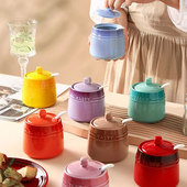 高颜值调料罐耐高温调味罐陶瓷带盖家用厨房盐罐子油泼辣子辣椒罐