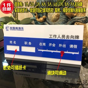 去向牌亚克力工作状态牌人员告知牌在岗牌人员岗位牌轮值牌轮岗牌