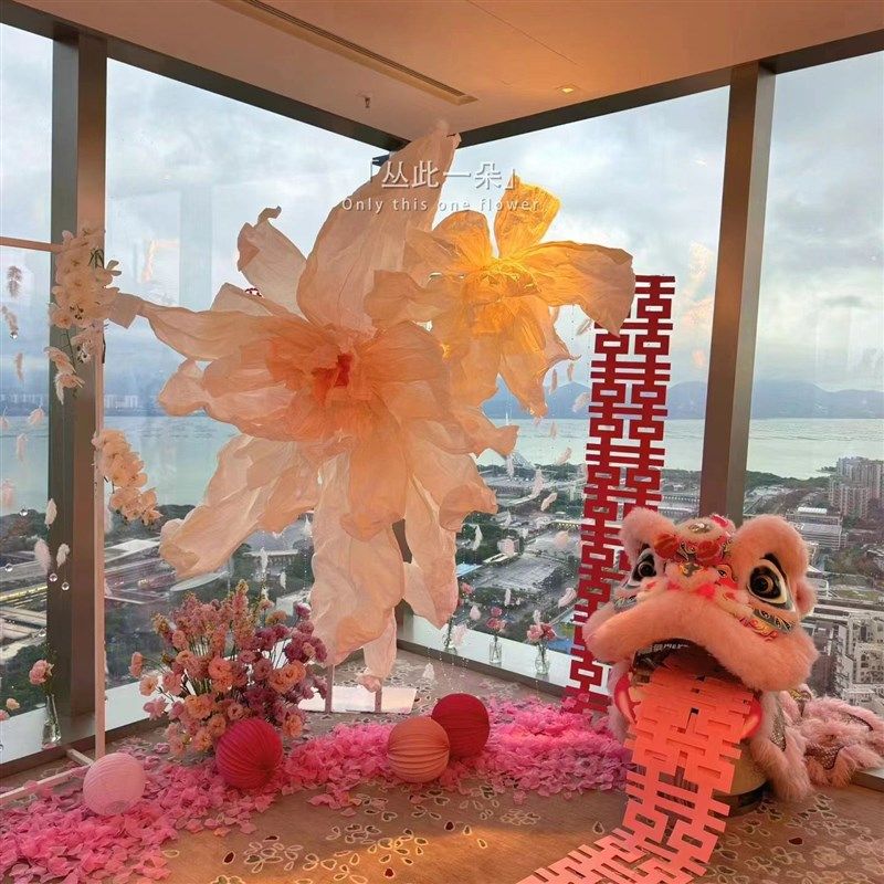 国潮中式婚礼巨型纸花婚庆大型纸艺网红手工橱窗商场美陈装饰成品,节庆用品/礼品,婚庆绢花,淘宝优惠券,粉丝福利购,淘宝优惠卷