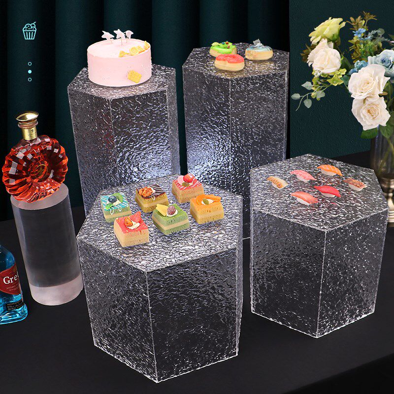 亚克力透明水波纹甜品展示架婚礼冷餐宴会茶歇摆台下午茶点心架盘