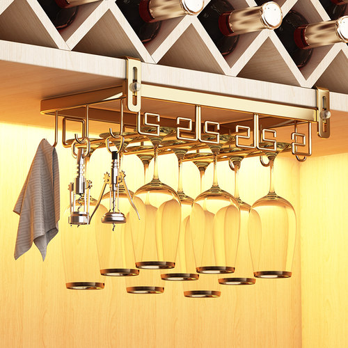 可调节家用高脚杯收纳置物架倒挂红酒杯架壁挂酒柜葡萄酒杯悬挂架