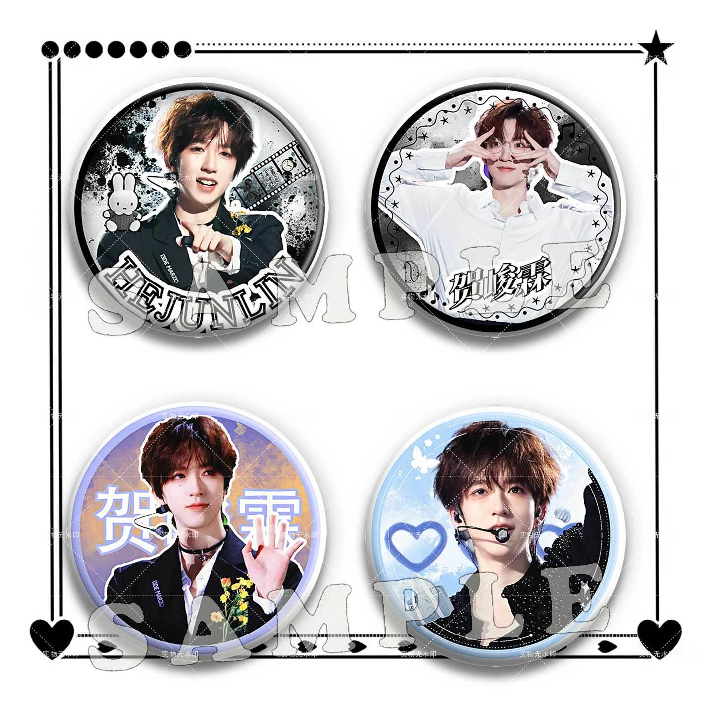 TNT时代少年团贺峻霖吧唧镭射马口铁徽章明星diy书包挂件饰品