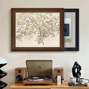 法式中古风电表箱装饰画复古客厅电源盒挂画横版配电箱平安果壁画