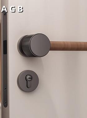 BAGB新中式房门锁分体卧室门锁室内磁吸木门锁静音房间家用木锁具