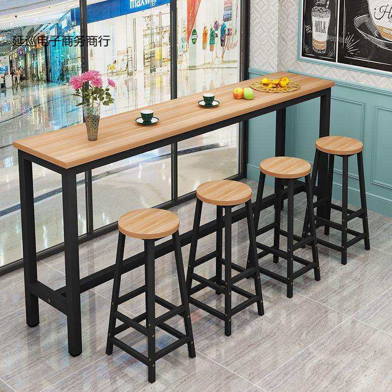靠墙吧台桌子阳台家用小吧台高脚桌奶茶店吧台桌椅细长条桌窄桌子
