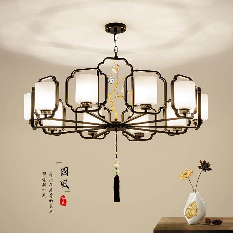 现代新中式客厅吊顶禅意简约中国风餐厅书房铁艺灯饰国风LED灯具