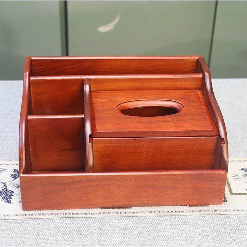 供应越南花梨木纸抽盒多功能收纳盒实木分格收纳桌面办公用品创意