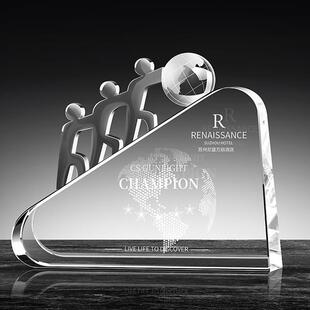 奖杯刻字年会活动颁奖奖杯团队合作奖创意金属水晶
