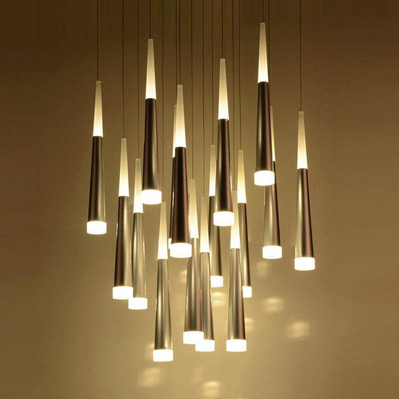 简约楼梯间吊灯别墅复式楼后现代客厅流星雨灯旋转楼梯LED长吊灯