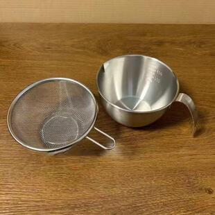 不锈钢料理盆厨房沥水篮过滤盘烘焙打蛋盆刻度带手柄打蛋碗用