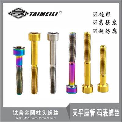 EFsolid钛合金螺丝圆柱头M5×30/35/40/50mm天平座管 码表螺丝