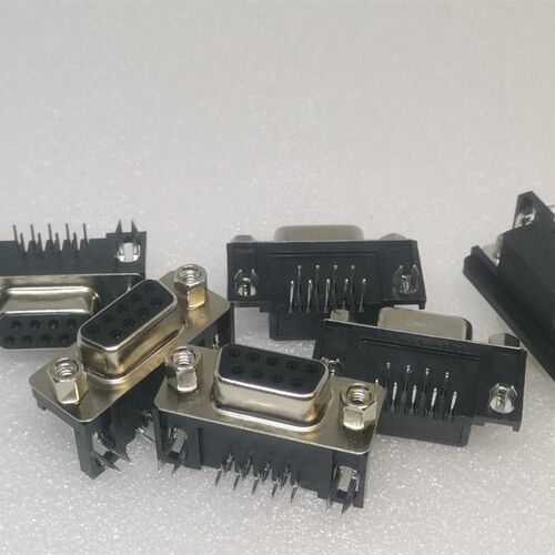 DB9弯插焊板RS232母头90度弯插 串口母/公头卧式焊板9孔母头上PCB