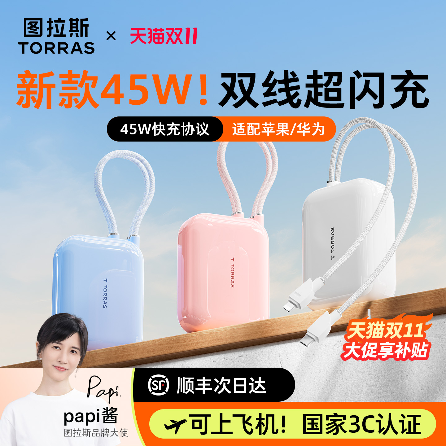 【新国标3C可上飞机】双线充电宝